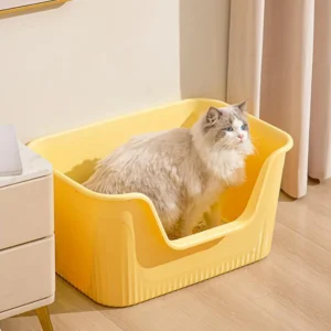 Open top semi-enclosed cat litter box with shovel